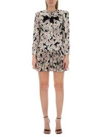 Alessandra Rich Daisy Printed Pleated Dress at Cettire