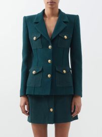 Alessandra Rich Patch pocket wool blend boucl suit jacket at Matches