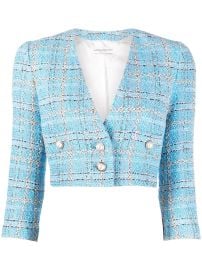 Alessandra Rich Pearl Embellished Cropped Tweed Jacket at Farfetch