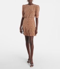 Alessandra Rich Pleated polka dot silk minidress at Mytheresa