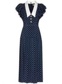 Alessandra Rich Polka Dot Pleated Silk Midi Dress - Farfetch at Farfetch