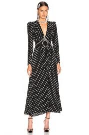 Alessandra Rich Polka Dot Tie Front Midi Dress in Black   FWRD at Forward