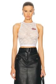 Alessandra Rich Stretch Lace Sleeveless Top at FWRD