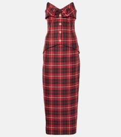 Alessandra Rich Tartan wool midi dress at Mytheresa