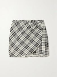 Alessandra Rich Wrap Effect Prince of Wales Checked Mini Skirt at Net a Porter