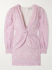 Alessandra Rich Wrap effect embellished pleated floral print mini dress at Net a Porter