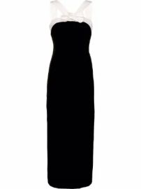 Alessandra Rich bow-detail Halterneck Velvet Midi Dress - at Farfetch