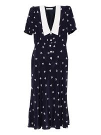 Alessandra Rich bow-print Midi Dress Blue at Farfetch