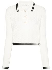 Alessandra Rich cable-knit Polo Jumper Neutrals ID at Farfetch