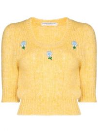 Alessandra Rich floral-embroidered short-sleeve Jumper - Farfetch at Farfetch