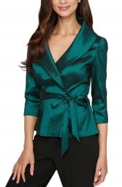 Alex Evenings Brushed Satin Tie Waist Blouse   Nordstrom at Nordstrom