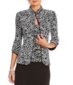 Alex Evenings Mock Neck 34 Sleeve Piping Glitter Embellished Printed 2-Piece Twinset Dillardx27s at Dillards