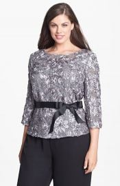 Alex Evenings Satin Rosette andamp Embellished Lace Top at Nordstrom