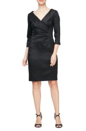 Alex Evenings Three-Quarter Sleeve Taffeta Sheath Cocktail Dress at Nordstrom