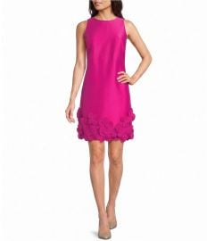 Alex Marie Kaitlin Mikado 3D Floral Applique Trim Sleeveless Shift Dress at Dillards