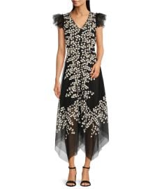 Alex Marie Kate V-Neck Short Flutter Sleeve Embroidered Lace Midi Dress Dillardx27s at Dillards