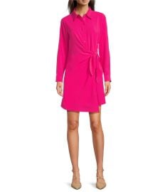 Alex Marie Ryden Point Collar Button Down Long Sleeve Wrap Dress Dillardx27s at Dillards