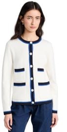 Alex Mill Camille Tipped Cardigan Ivory/Navy/Blue L at Shopbop