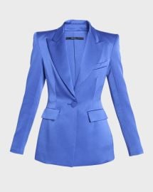 Alex Perry Aro Satin Crepe Fitted Single-Breasted Blazer at Neiman Marcus