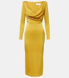 Alex Perry Draped Satin cr pe Midi Dress at Mytheresa