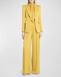 Alex Perry Fitted Satin Crepe Single-Breasted Blazer at Neiman Marcus