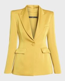 Alex Perry Fitted Satin Crepe Single Breasted Blazer in Gold at Neiman Marcus