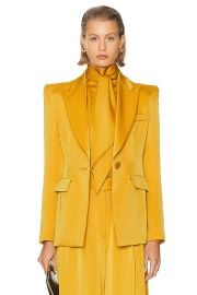 Alex Perry Fitted Satin Crepe Single Breasted Blazer in Gold at FWRD