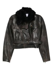 Alex Perry Fur Belted Jacket Brown at Farfetch