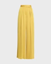 Alex Perry High-Rise Double-Pleated Wide-Leg Satin Crepe Trousers at Neiman Marcus