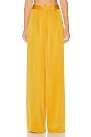 Alex Perry High Rise Double Pleated Wide Leg Satin Crepe Trousers in Gold at FWRD