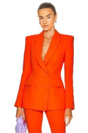 Alex Perry Landon Double Breast Fitted Blazer in Fluro Orange FWRD at FWRD