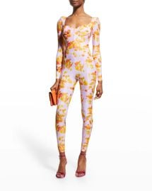 Alex Perry Lanson Printed Sweetheart Catsuit at Neiman Marcus