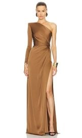 Alex Perry One Sleeve Twist Gown In Rust at Revolve