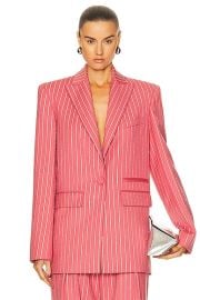 Alex Perry Oversized Crystal Pinstripe Blazer in Garnet Rose FWRD at FWRD