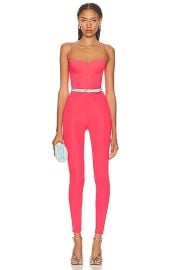 Alex Perry Paxton Cup Corset Catsuit in Strawberry FWRD at FWRD