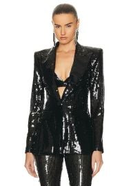 Alex Perry Sequin Fitted Blazer in Black FWRD at FWRD