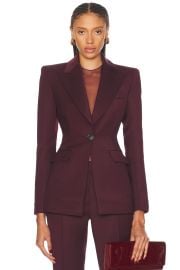 Alex Perry Single Breasted Fitted Blazer in Wine FWRD at FWRD