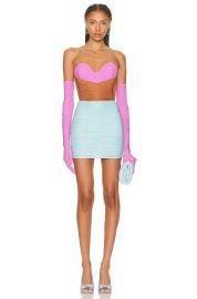 Alex Perry Stone Ruched Cup Wrap Mini Dress With Gloves at Forward