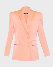 Alex Perry Wells Double-Breasted Satin Blazer at Neiman Marcus