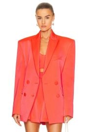 Alex Perry Wells Double Breasted Satin Blazer in Coral at Forward