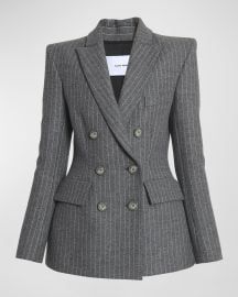 Alex Perry Wool Pinstripe Double-Breasted Fitted Blazer at Neiman Marcus