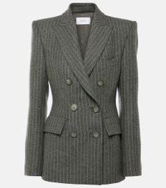 Alex Perry Wool Pinstripe Double Breasted Fitted Blazer at Mytheresa