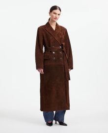 Alexa Chung for Double-Breasted Blazer Overcoat in Suede at Madewell