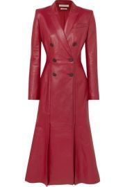 Alexander McQueen - Double-breasted pleated leather coat at Net A Porter