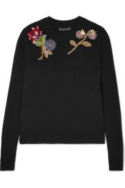 Alexander McQueen   Embellished embroidered wool sweater at Net A Porter