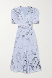 Alexander McQueen - Gathered printed silk crepe de chine midi dress at Net A Porter