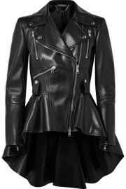 Alexander McQueen   Leather peplum biker jacket at Net A Porter