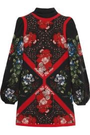 Alexander McQueen   Printed silk crepe de chine mini dress at Net A Porter