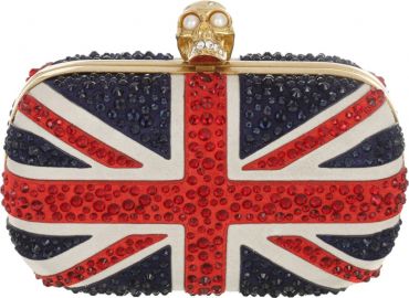 Alexander McQueen   x27 Britannia  x27  Union Jack Crystal Skull Clutch   Nordstrom at Nordstrom