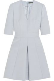 Alexander McQueen  Pleated wool-blend mini dress at Net A Porter